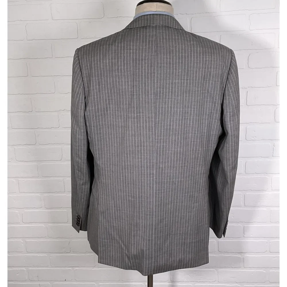 Banana Republic Blazer Men 44R Gray Pinstripe Trabaldo Togna‎ Wool Cashmere